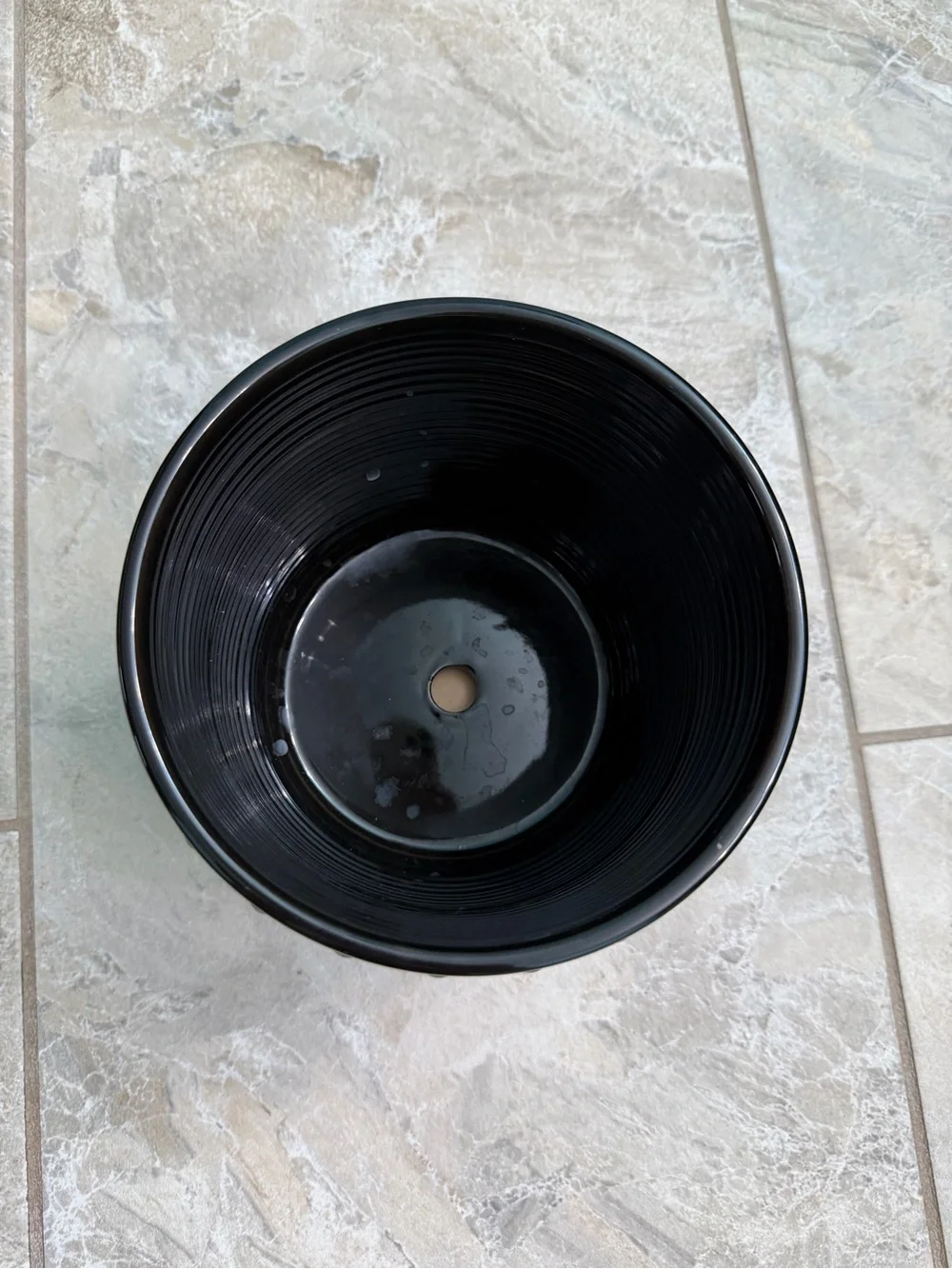 Black Textured Ceramic Planter 6”